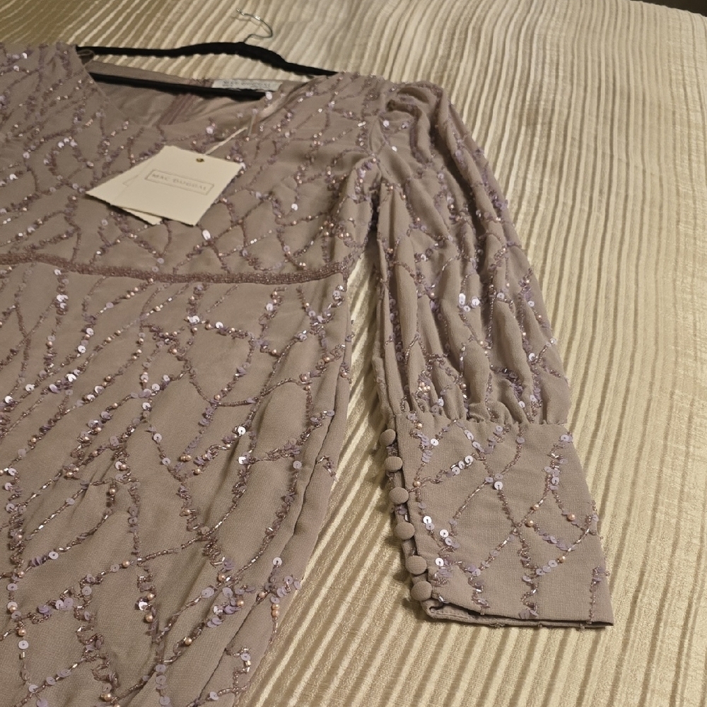 Mac Duggal Lavender Sequin Long Sleeve Dress - Picture 10 of 15